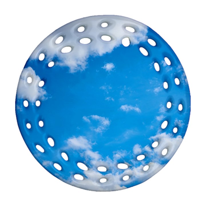 Sky Blue Clouds Nature Amazing Ornament (Round Filigree)