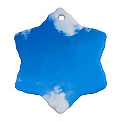 Sky Clouds Blue White Weather Air Snowflake Ornament (two Sides) by Simbadda