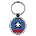 A Rocket Ship Sits On A Red Planet With Gold Stars In The Background Key Chains (Round)  Front