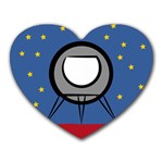 A Rocket Ship Sits On A Red Planet With Gold Stars In The Background Heart Mousepads Front