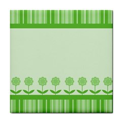 Floral Stripes Card In Green Tile Coasters by Simbadda