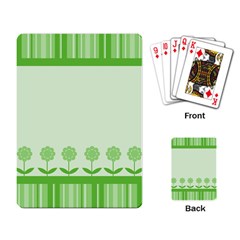 Floral Stripes Card In Green Playing Card