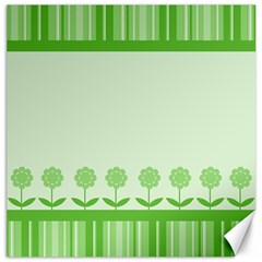 Floral Stripes Card In Green Canvas 16  X 16  