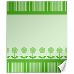 Floral Stripes Card In Green Canvas 20  X 24   by Simbadda