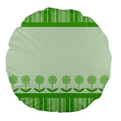 Floral Stripes Card In Green Large 18  Premium Flano Round Cushions by Simbadda