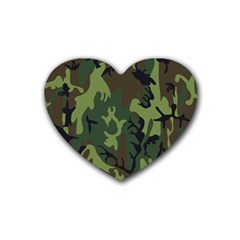 Military Camouflage Pattern Rubber Coaster (heart)  by Simbadda