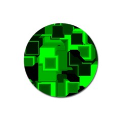 Green Cyber Glow Pattern Magnet 3  (round) by Simbadda