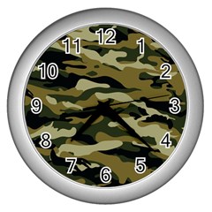 Military Vector Pattern Texture Wall Clocks (silver) 