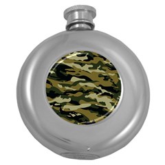 Military Vector Pattern Texture Round Hip Flask (5 Oz)