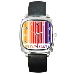 Colorful Gradient Barcode Square Metal Watch by Simbadda