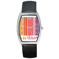 Colorful Gradient Barcode Barrel Style Metal Watch by Simbadda