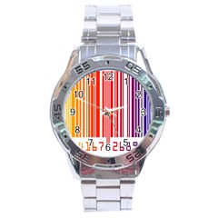 Colorful Gradient Barcode Stainless Steel Analogue Watch by Simbadda