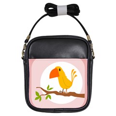 Yellow Bird Tweet Girls Sling Bags by Alisyart