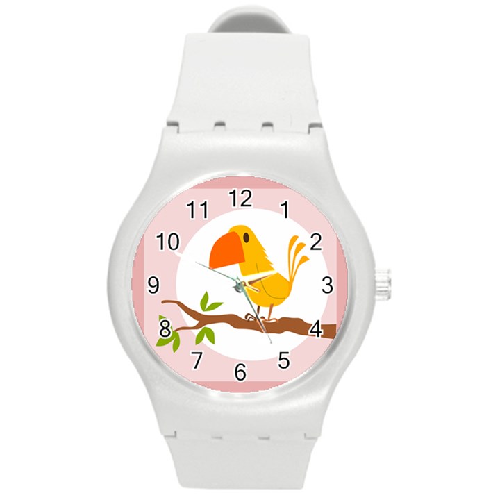 Yellow Bird Tweet Round Plastic Sport Watch (M)