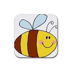 Animals Bee Wasp Smile Face Rubber Coaster (square) 