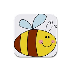 Animals Bee Wasp Smile Face Rubber Square Coaster (4 Pack)  by Alisyart