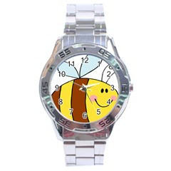 Animals Bee Wasp Smile Face Stainless Steel Analogue Watch