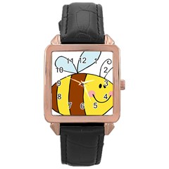 Animals Bee Wasp Smile Face Rose Gold Leather Watch  by Alisyart