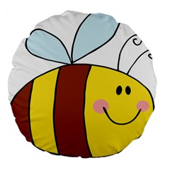 Animals Bee Wasp Smile Face Large 18  Premium Flano Round Cushions by Alisyart