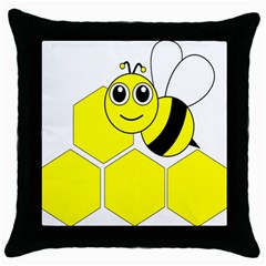 Bee Wasp Yellow Throw Pillow Case (black) by Alisyart