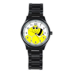 Bee Wasp Yellow Stainless Steel Round Watch by Alisyart