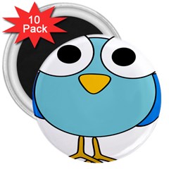 Bird Big Eyes Blue 3  Magnets (10 Pack) 