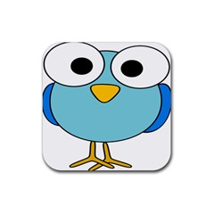 Bird Big Eyes Blue Rubber Coaster (square) 