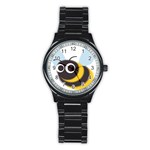 Bee Wasp Face Sinister Eye Fly Stainless Steel Round Watch Front