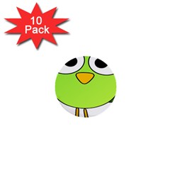 Bird Big Eyes Green 1  Mini Buttons (10 Pack)  by Alisyart