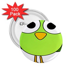 Bird Big Eyes Green 2 25  Buttons (100 Pack)  by Alisyart