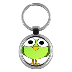 Bird Big Eyes Green Key Chains (round) 