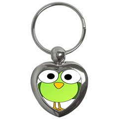 Bird Big Eyes Green Key Chains (heart)  by Alisyart
