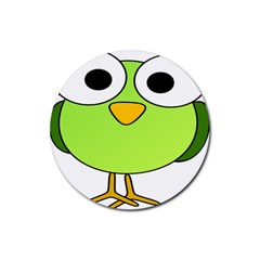 Bird Big Eyes Green Rubber Coaster (round)  by Alisyart