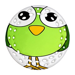 Bird Big Eyes Green Ornament (round Filigree)