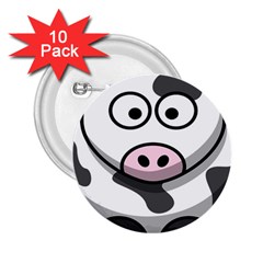 Animals Cow  Face Cute 2 25  Buttons (10 Pack)  by Alisyart