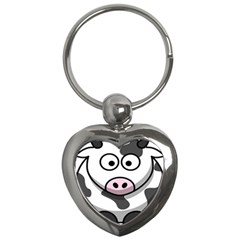 Animals Cow  Face Cute Key Chains (heart) 