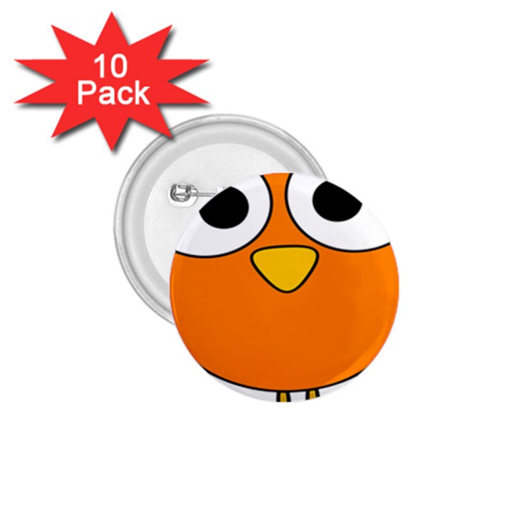 Bird Big Eyes Orange 1.75  Buttons (10 pack)