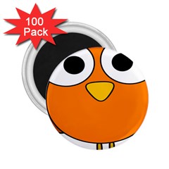 Bird Big Eyes Orange 2 25  Magnets (100 Pack) 