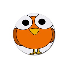 Bird Big Eyes Orange Rubber Coaster (round)  by Alisyart