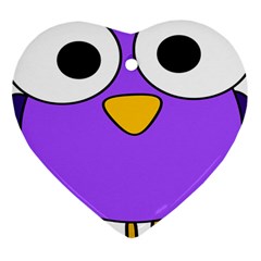 Bird Big Eyes Purple Ornament (Heart)