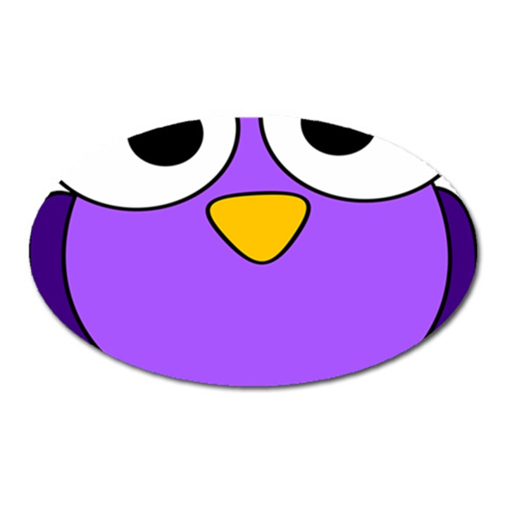 Bird Big Eyes Purple Oval Magnet