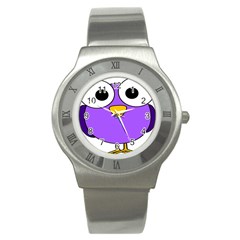 Bird Big Eyes Purple Stainless Steel Watch