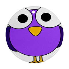 Bird Big Eyes Purple Round Ornament (two Sides) by Alisyart