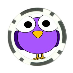 Bird Big Eyes Purple Poker Chip Card Guard