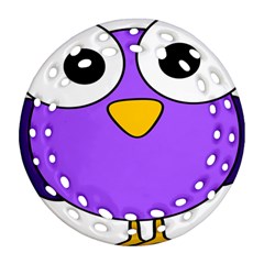 Bird Big Eyes Purple Ornament (round Filigree)