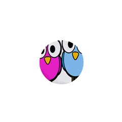 Bird Big Eyes Pink Blue 1  Mini Buttons