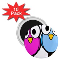 Bird Big Eyes Pink Blue 1.75  Magnets (10 pack) 