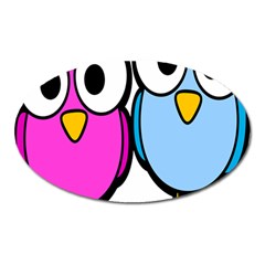 Bird Big Eyes Pink Blue Oval Magnet