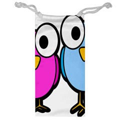 Bird Big Eyes Pink Blue Jewelry Bag by Alisyart