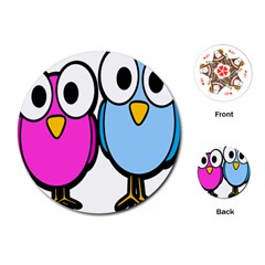 Bird Big Eyes Pink Blue Playing Cards (Round) 